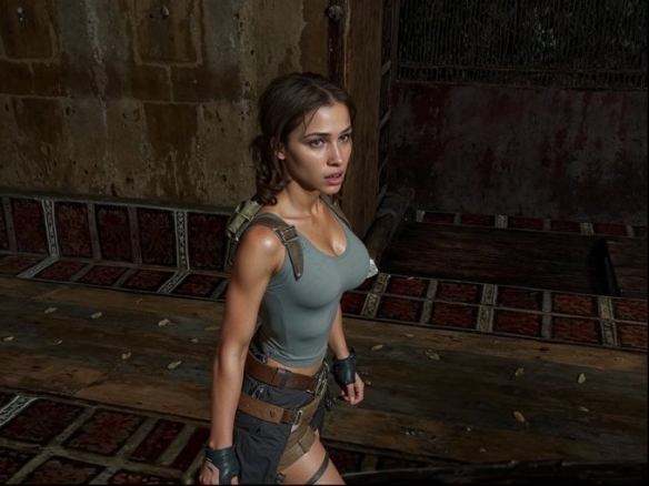 AI重绘“三角胸”《古墓丽影》劳拉 展示了劳拉柔美又健硕的身材(图2) AI重绘“三角胸”《古墓丽影》劳拉 原来这么美