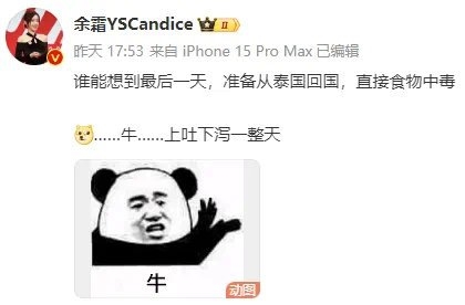 《英雄联盟》管泽元余霜食物中毒 余霜:最后一天准备从泰国回国,直接食物中毒(图3) 《英雄联盟》解说管泽元余霜食物中毒:直呼再也不吃东南亚地摊