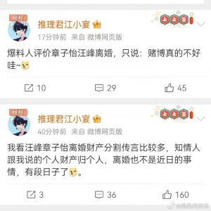 狗仔曝汪峰章子怡因赌博婚变：离婚有段时间了